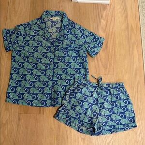 Anthro Printfresh Pajama Set - Blue and Green